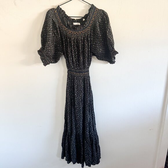 Doen Black Parc Monceau Flora Isidore MIdi Dress S - Picture 2 of 8